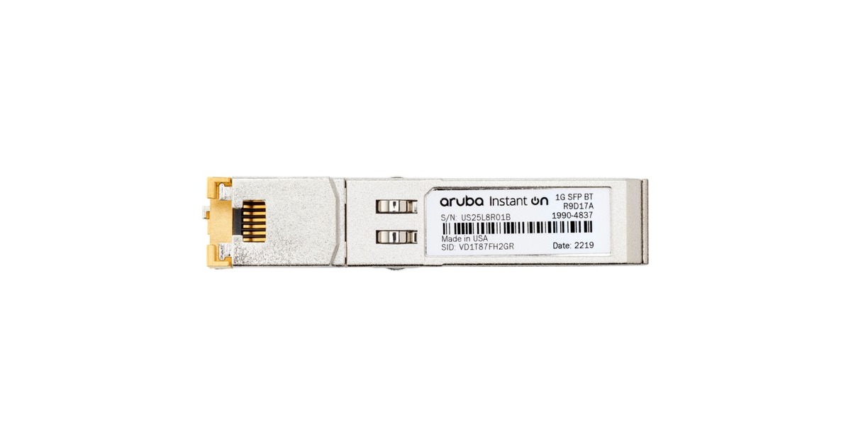 Hewlett Packard EnterpriseInstant On 1G SFP RJ45 Cat5e (R9D17A) transceiver  (100 meter)