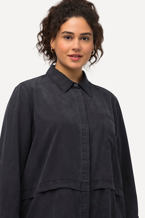 Hemdbluse, Lyocell, Quernaht, Hemdkragen, Langarm