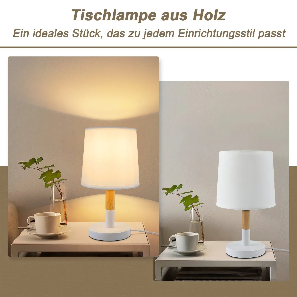 Nettlife Lampe de chevet Set de 2 - Blanc