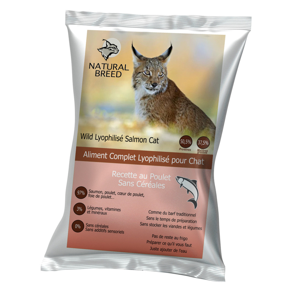 Wild lyophilisé salmon cat - lyophilisé chat, saumon frais sans céréales, 750g