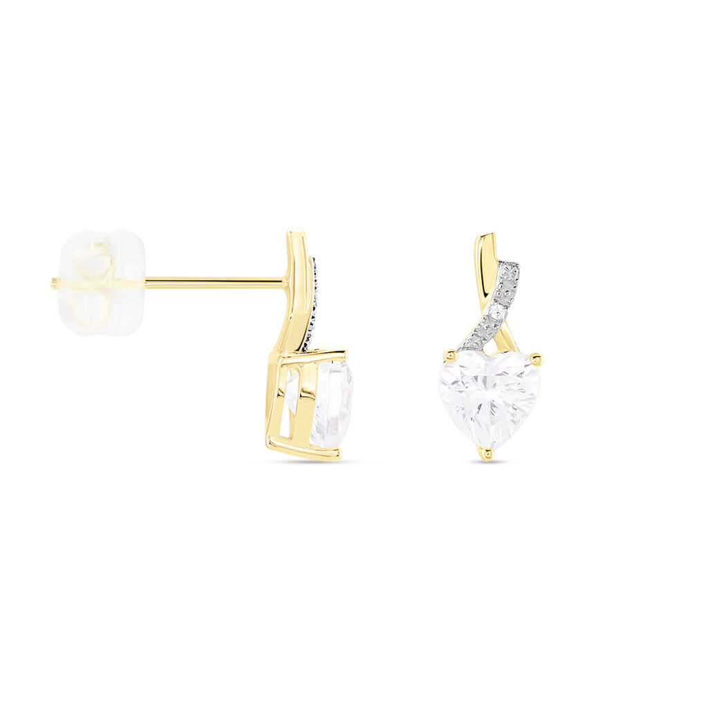 Boucles D'oreilles Puces Clothilde Or Jaune Oxyde De Zirconium