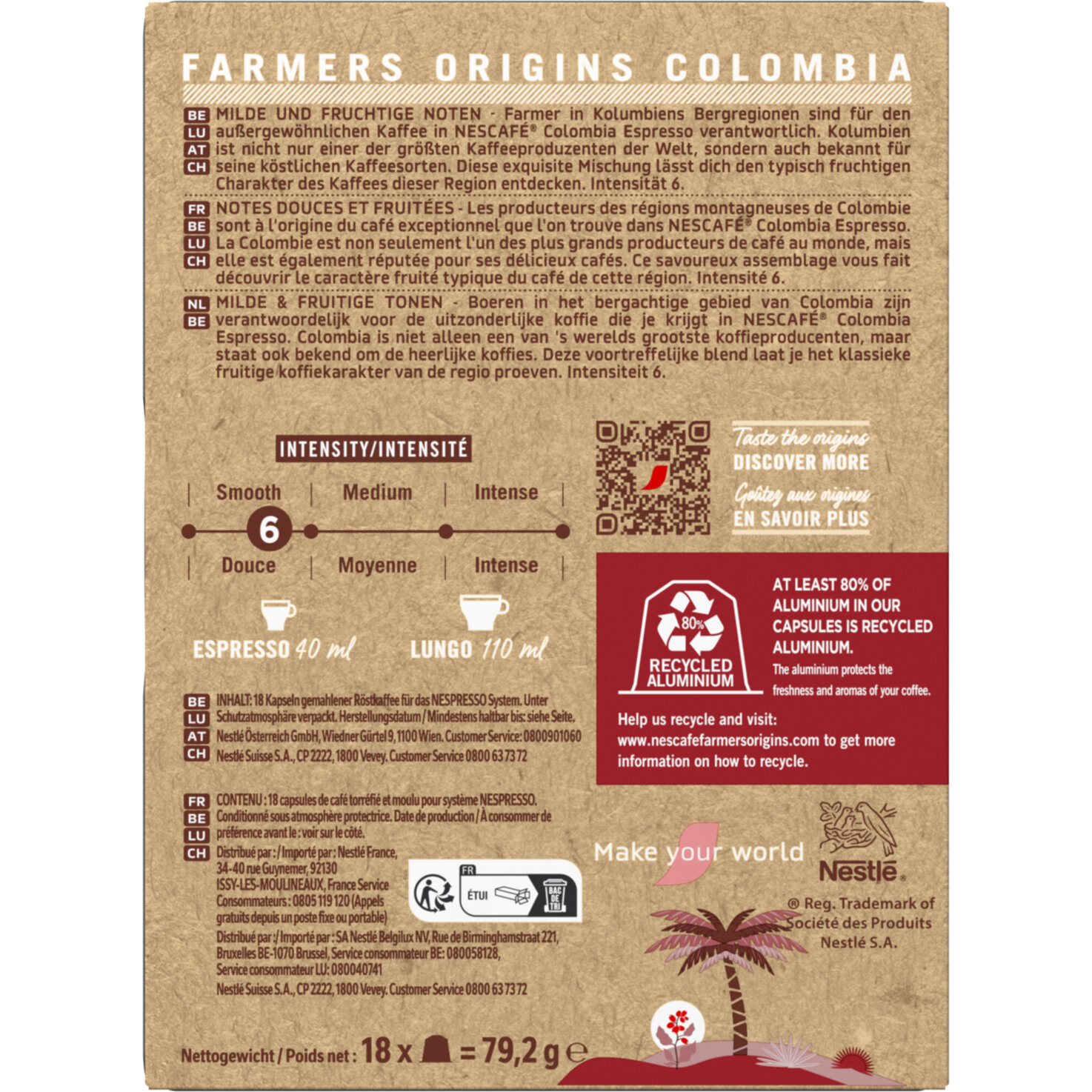 NESCAFÉ Farmers Origins Colombia Kaffeekapseln 18-pack, 7x79.2g