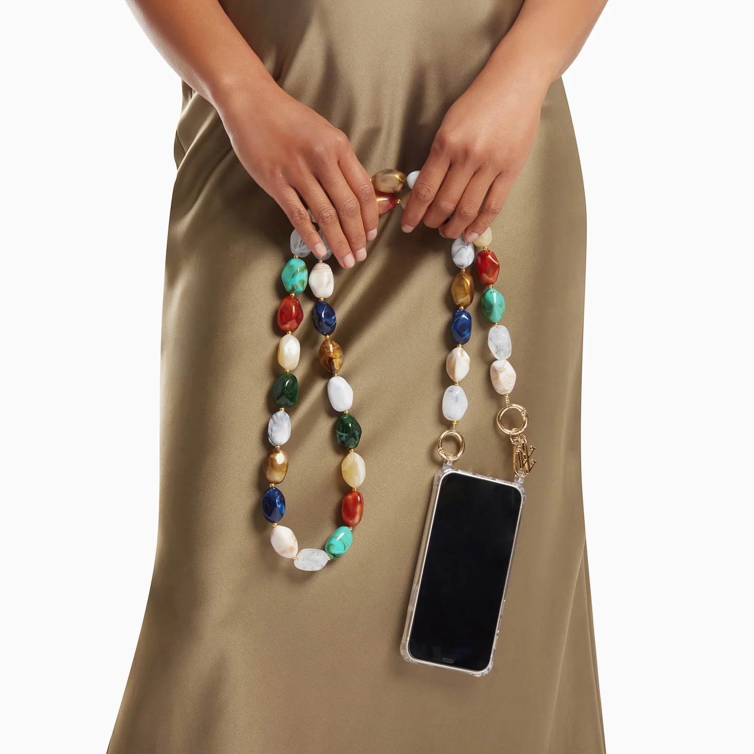 Chaînes de téléphone-Chaîne de téléphone Livia en pierres multicolores