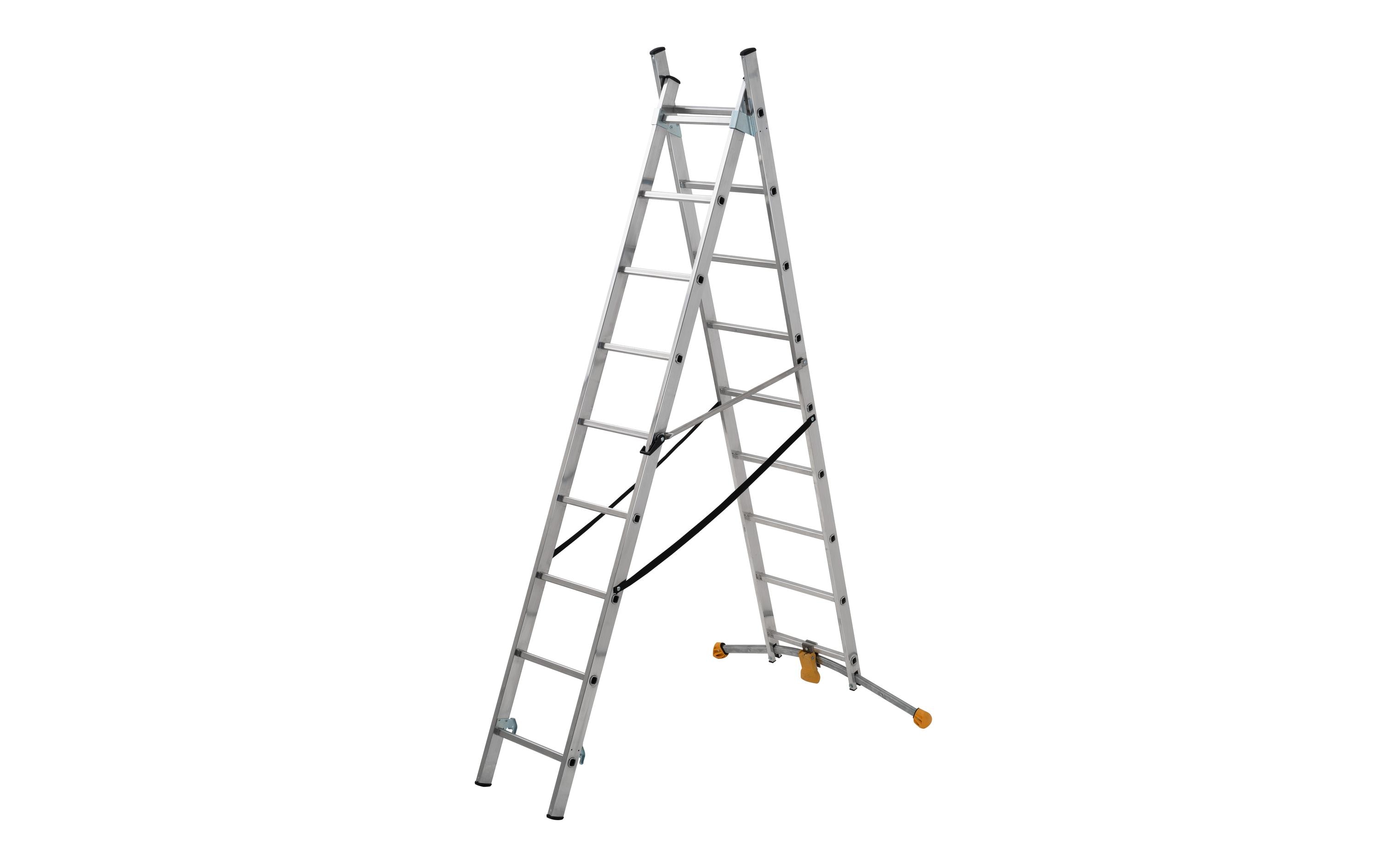 Kombileiter HobbyLOT 2 x 9 Sprossen<br>Als Schiebe- oder Bockleiter einsetzbar