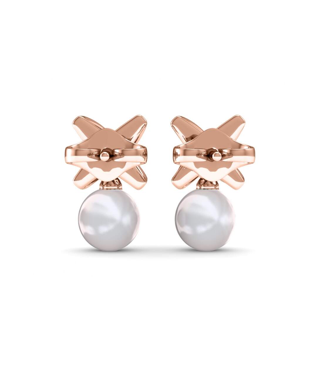 Boucles d'oreilles Chris Pearl - Or Rosé et Cristal