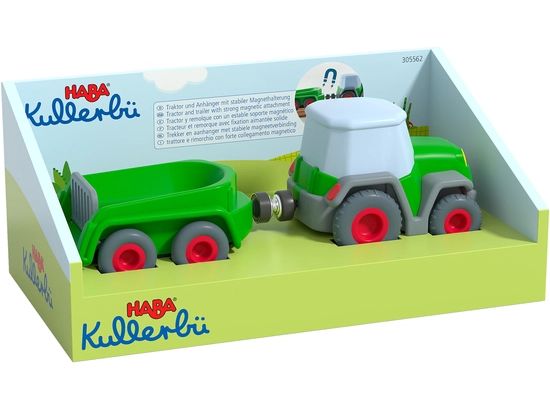 Haba Kullerbü -Traktor mit Anhänger 305562 Spielzeugfahrzeug