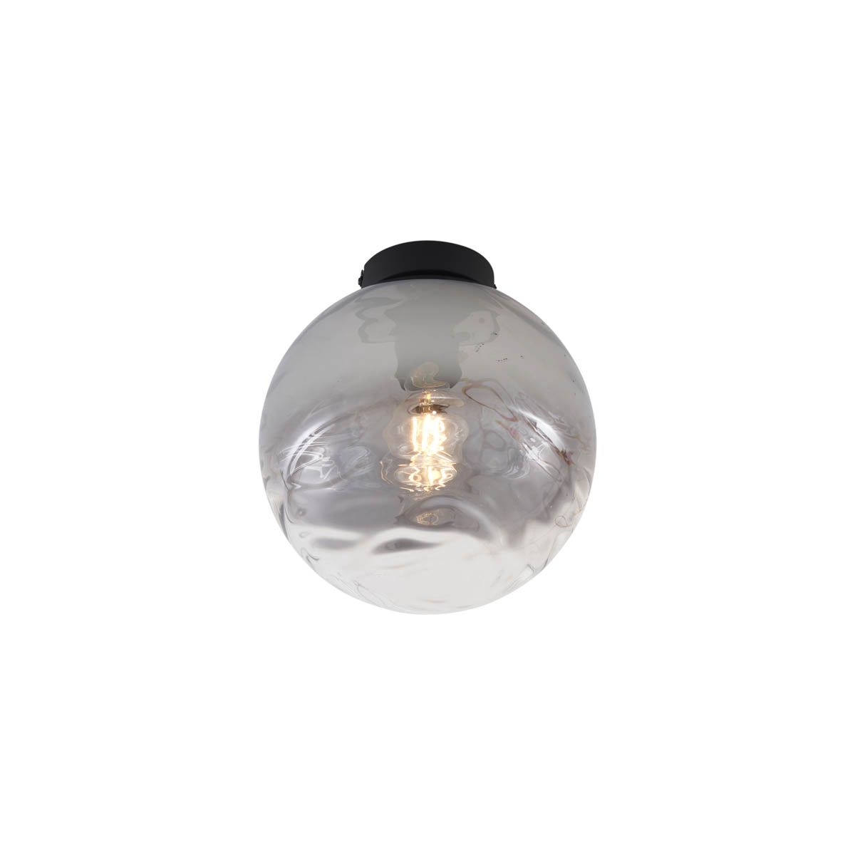 Design plafondlamp zwart met smoke fading glas - Pillon