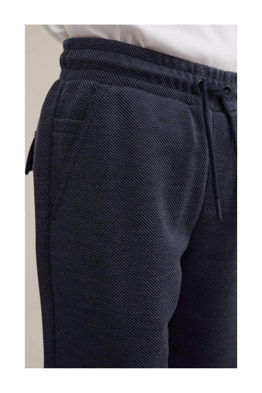 WE Fashion gemêleerde slim fit joggingbroek donkerblauw