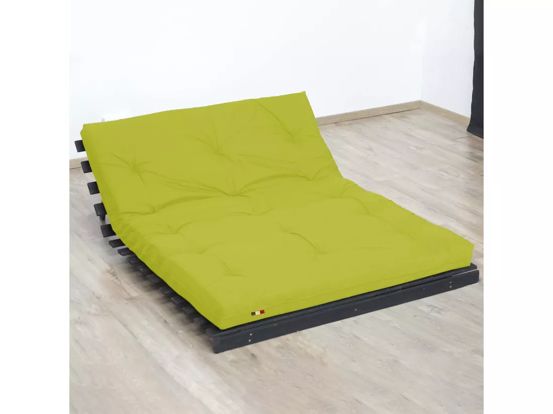 Matelas futon vert pistache coeur en latex 90x200