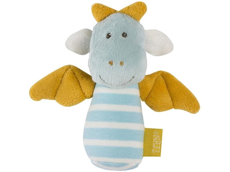 fehn Rassel Mini Drache Mini-Greifling zum Rasseln, Fühlen, Spielen mit kuschelweichem Stoff-Tier