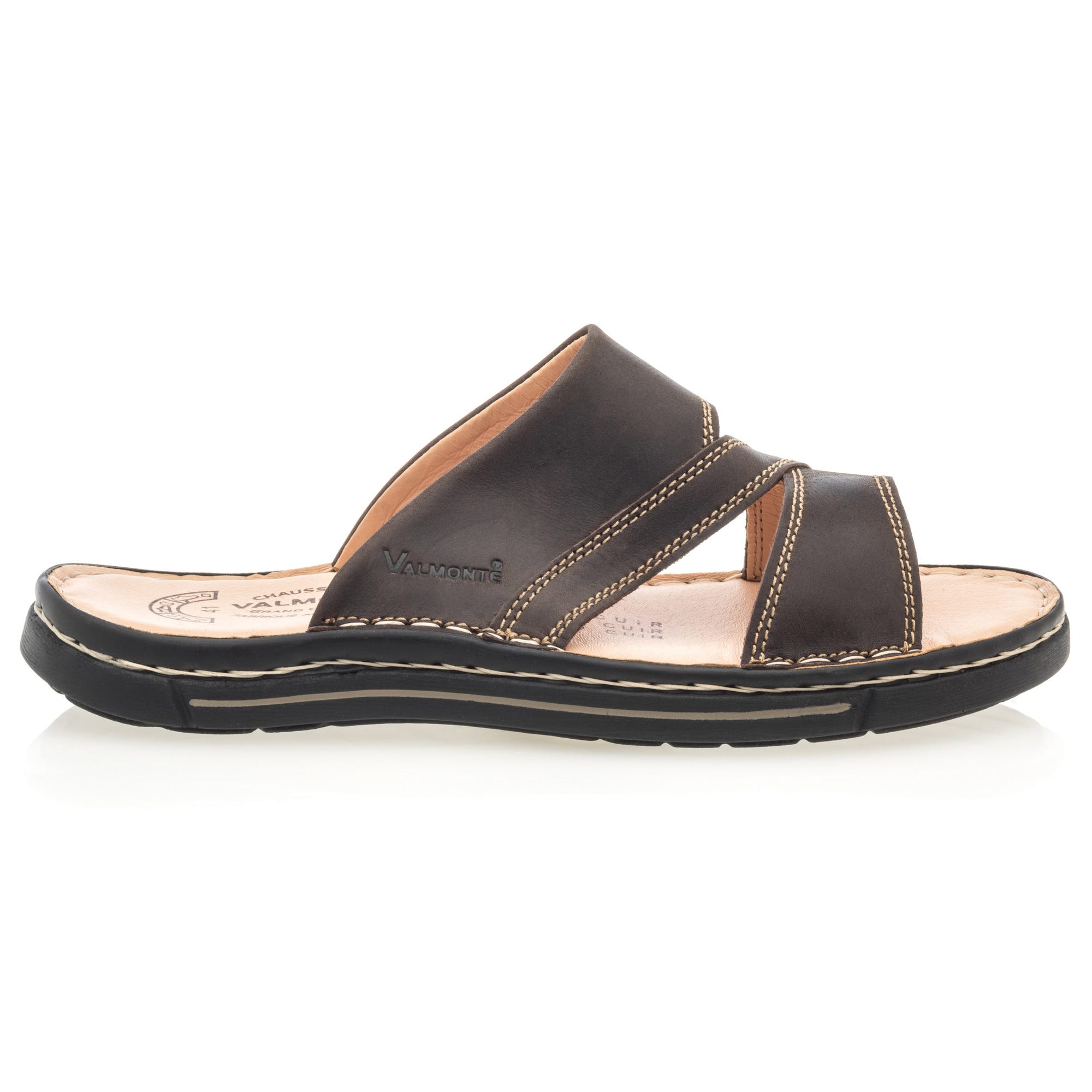 Nu-pieds Homme en cuir marron