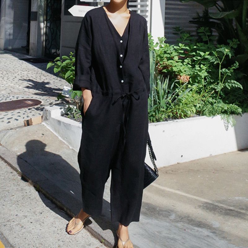Felixia - Jumpsuit met wijde pijpen en elleboogmouwen