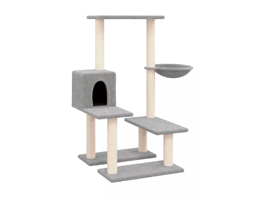 Arbre à chat avec griffoirs en sisal Gris clair 94,5 cm