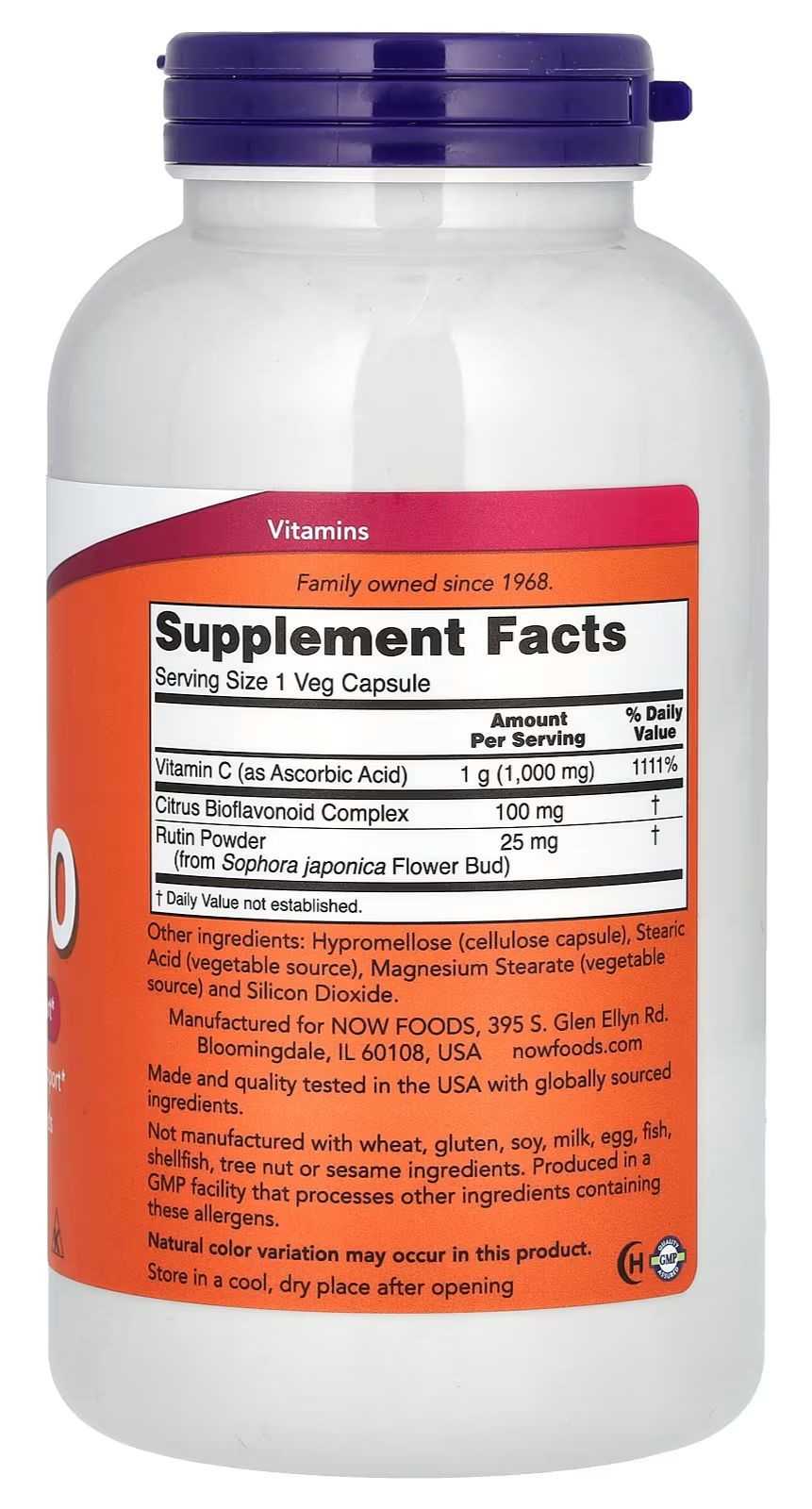 NOW Foods Vitamina C-1000 100 cápsulas veganas