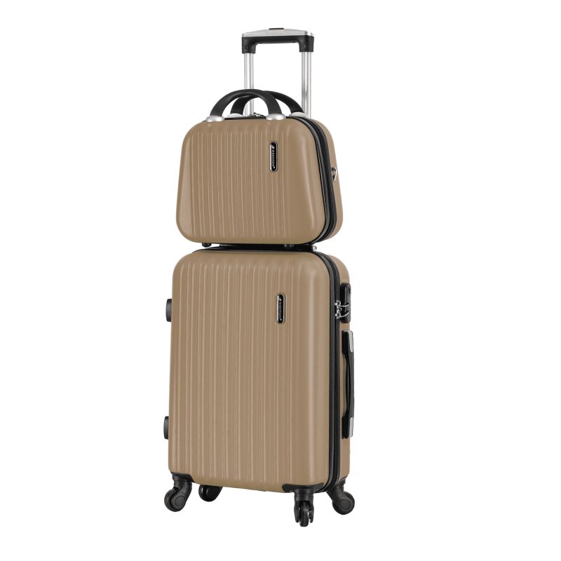Lot valise cabine + vanity rigides 32402 Champagne