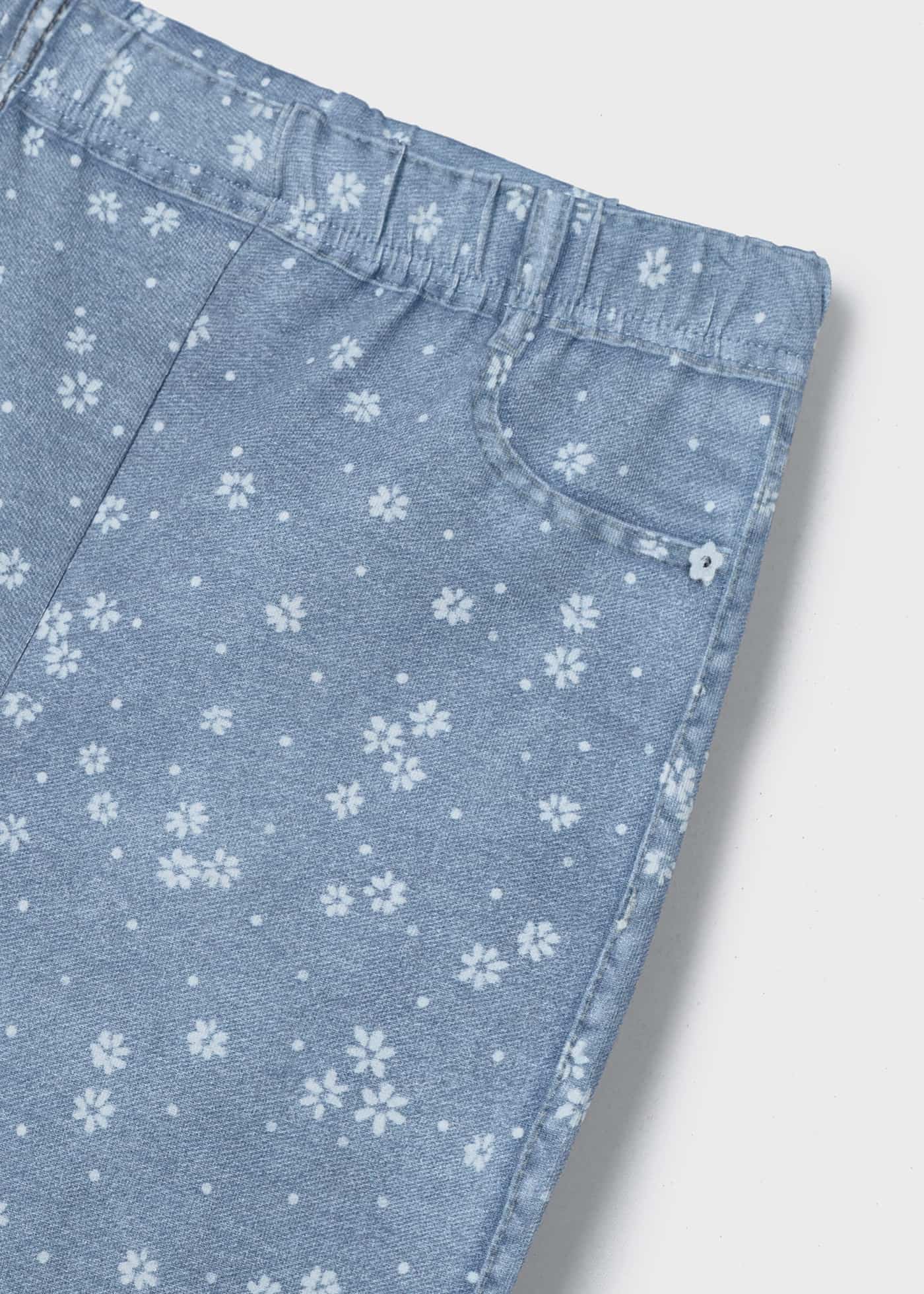 Calças legging compridas com efeito jeans para meninas, feitas de algodão sustentável.