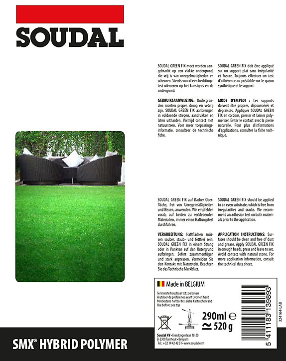 Colle à gazon artificiel Soudal MS Green Fix 290ml