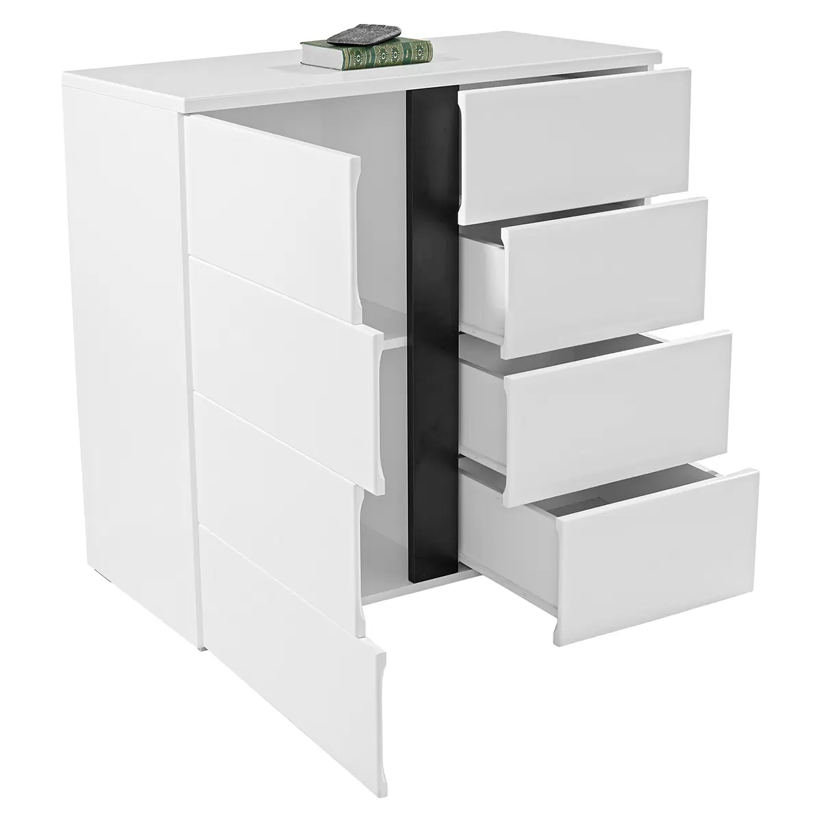Kommode Split 1T4L weiss,schwarz