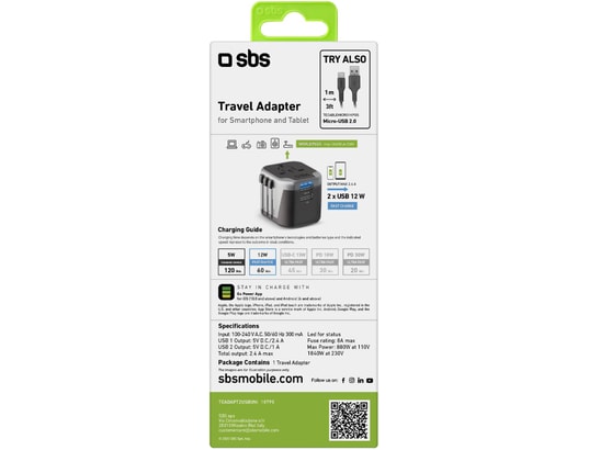 SBS - Adaptateur de voyage universel 12 W