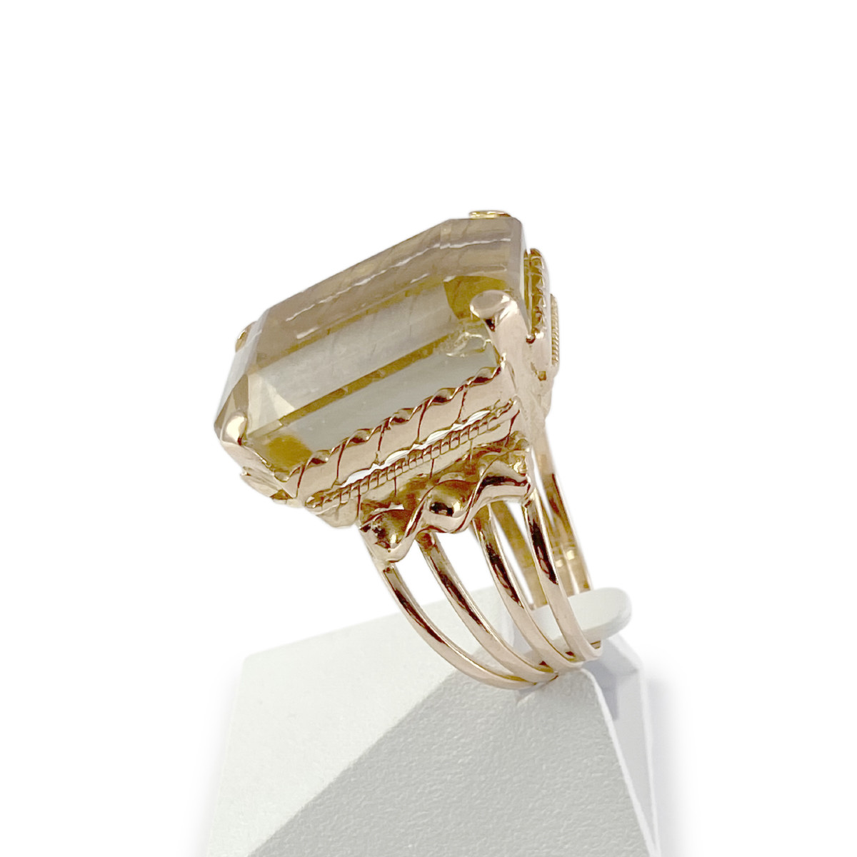 Bague d'occasion or 750 jaune quartz fumé