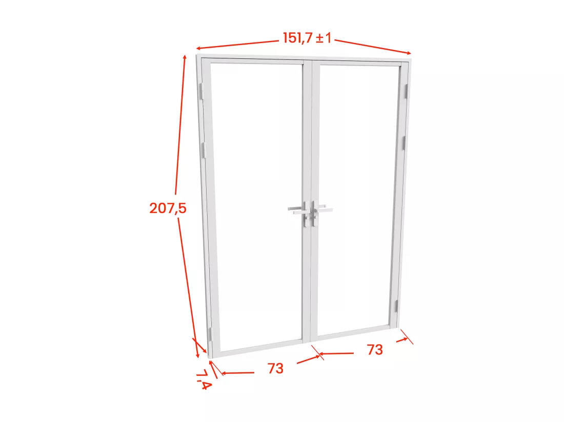 Bloc porte réversible à deux battants en aluminium et verre trempé - 2 x H204 x L73 cm - Blanc - LOXTON