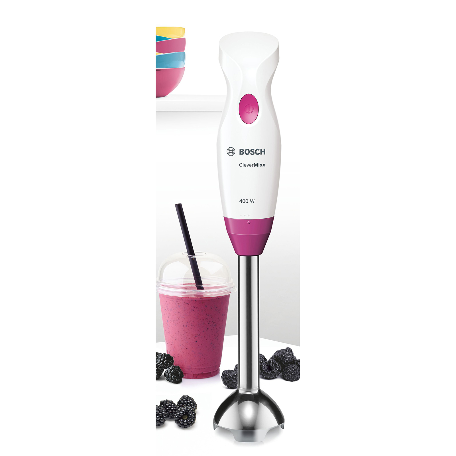 BOSCH Stabmixer MSM2410PW - weiß-pink - Edelstahl - 37,5 cm