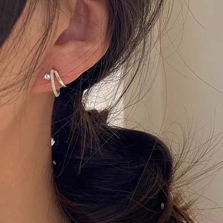 Chimerro - Huggie-oorbel met gelaagde strass-legering
