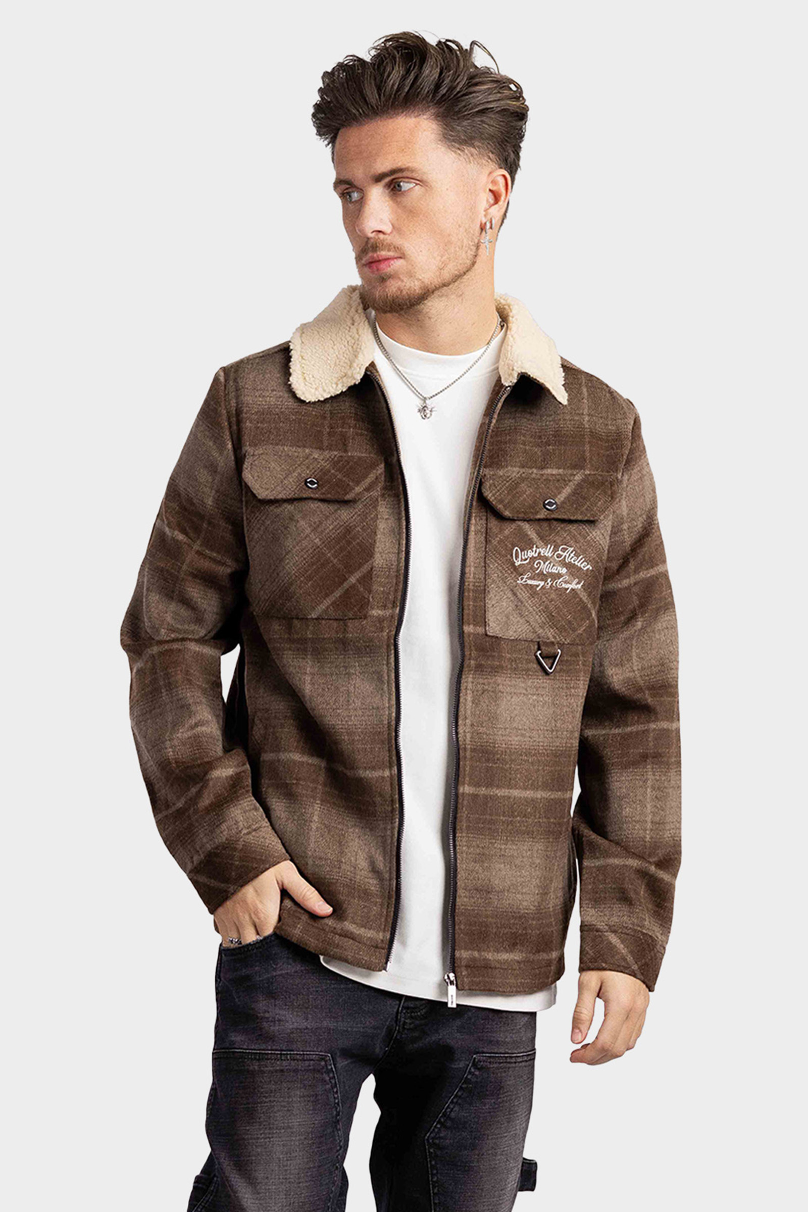 Quotrell Lugano Vest Heren Bruin/Wit