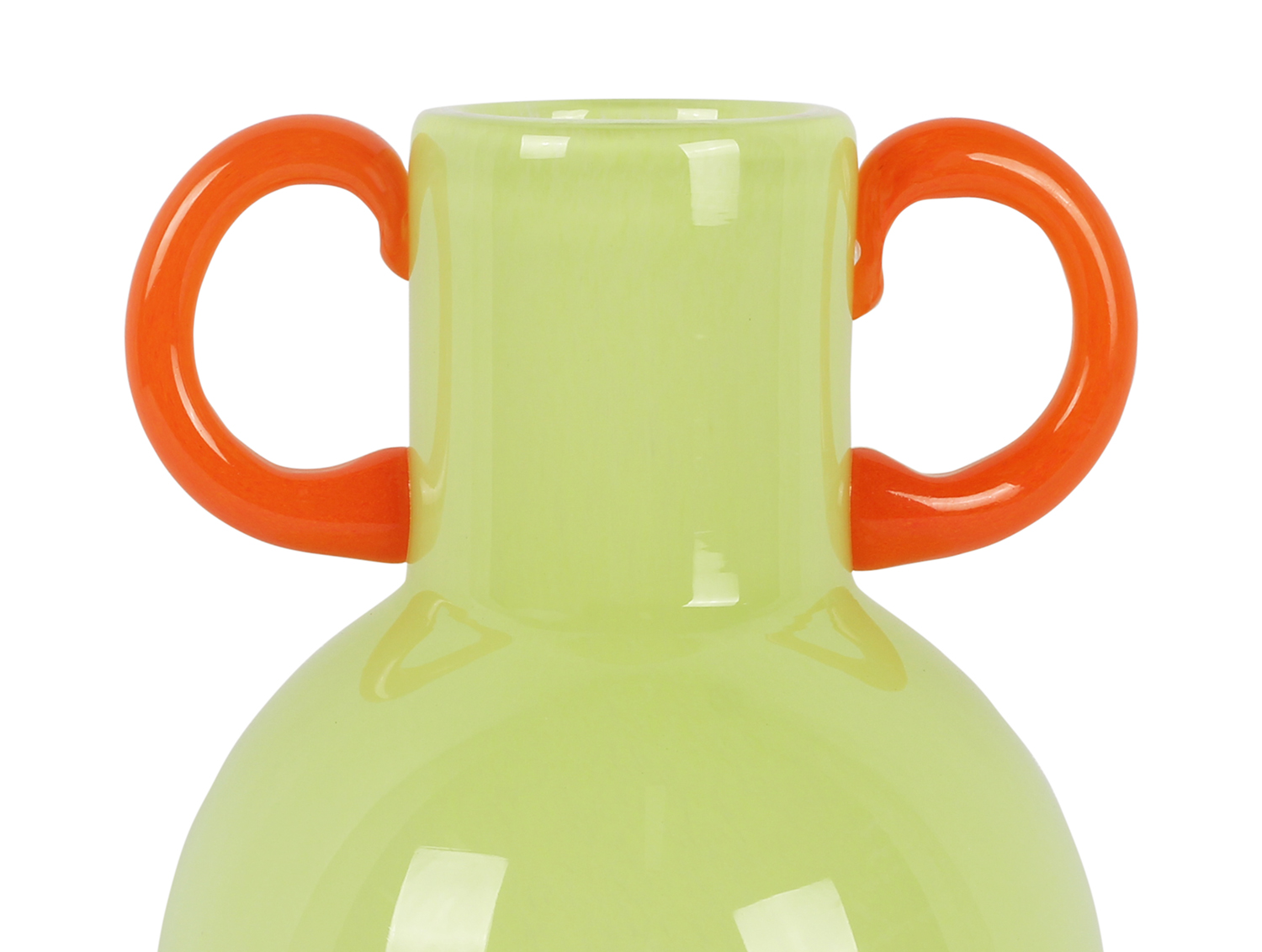 Vase Fiesta glass matcha green, orange handles