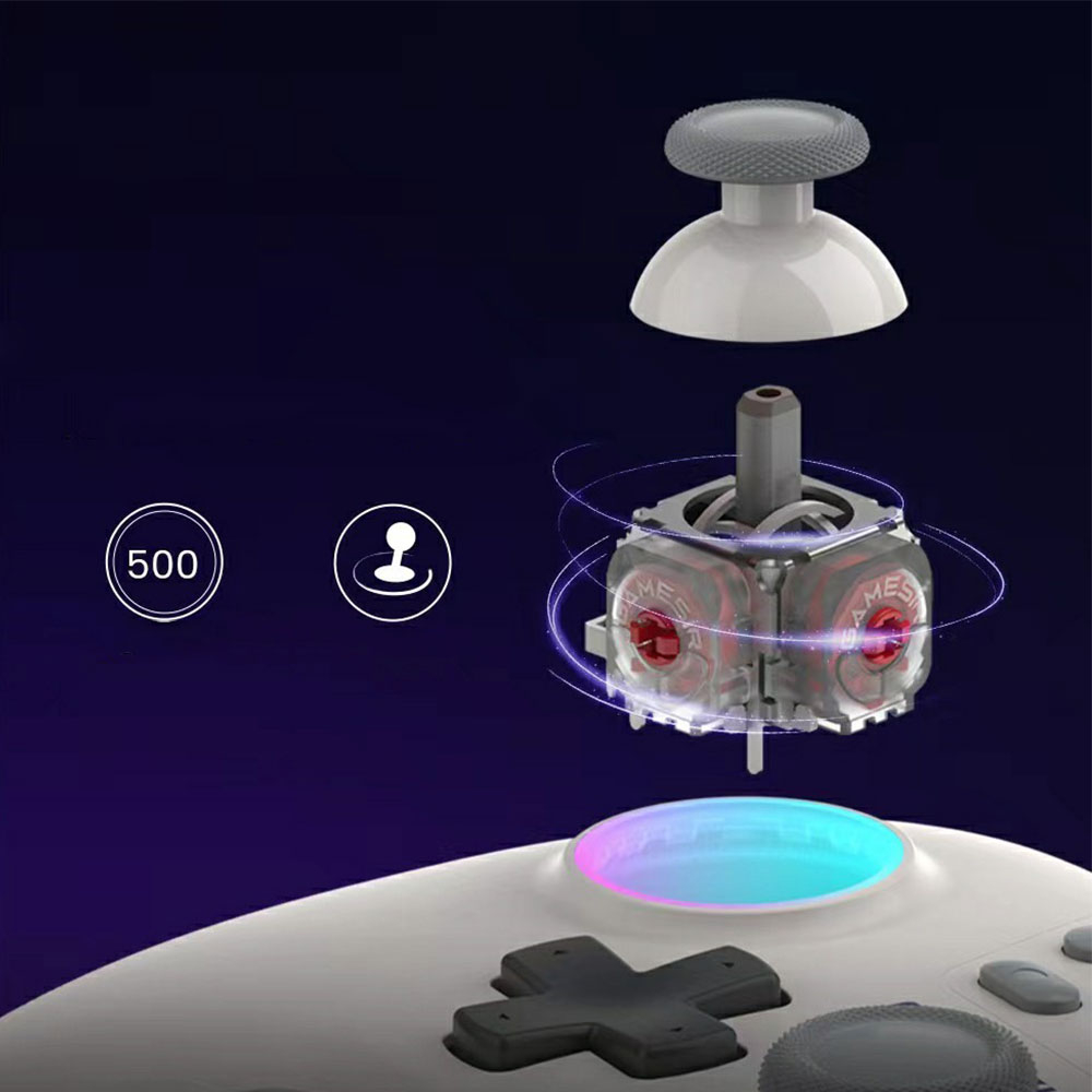 Nova Wireless 2.4 GHz Game Controller mit Back Paddles RGB für Nintendo Switch / Windows / iOS / Android / Steam (1200 mAh) - Weiss