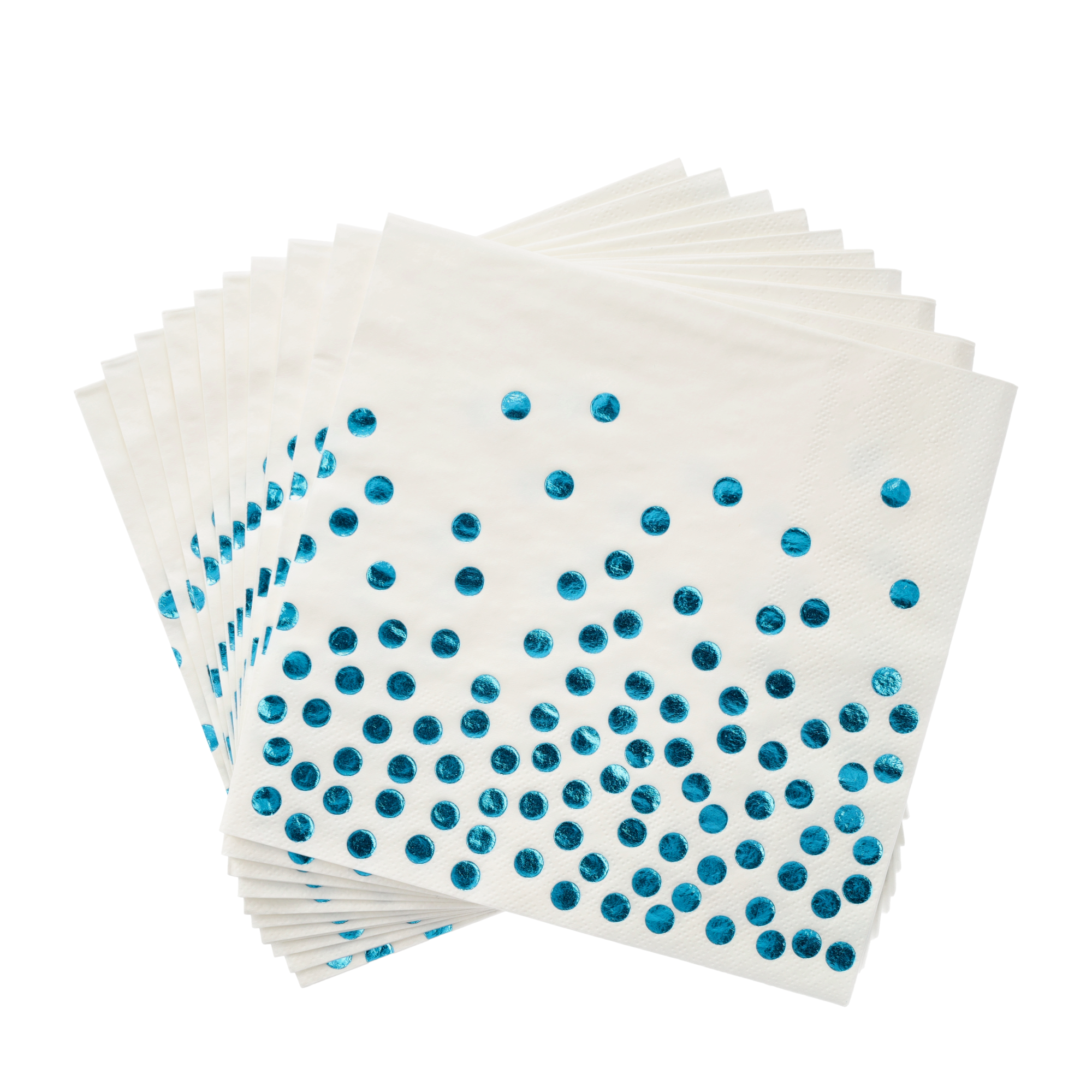 (20er Set) 33x33cm Einweg Servietten Party Tisch Dekoration Konfetti Design - Weiss / Blau
