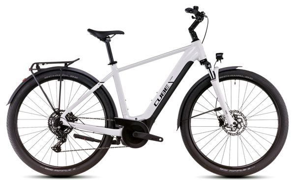 VTC Électrique Cube Touring Hybrid One 500 Shimano Cues 9V 500 Wh 700 mm Blanc Cotton Gris 2025