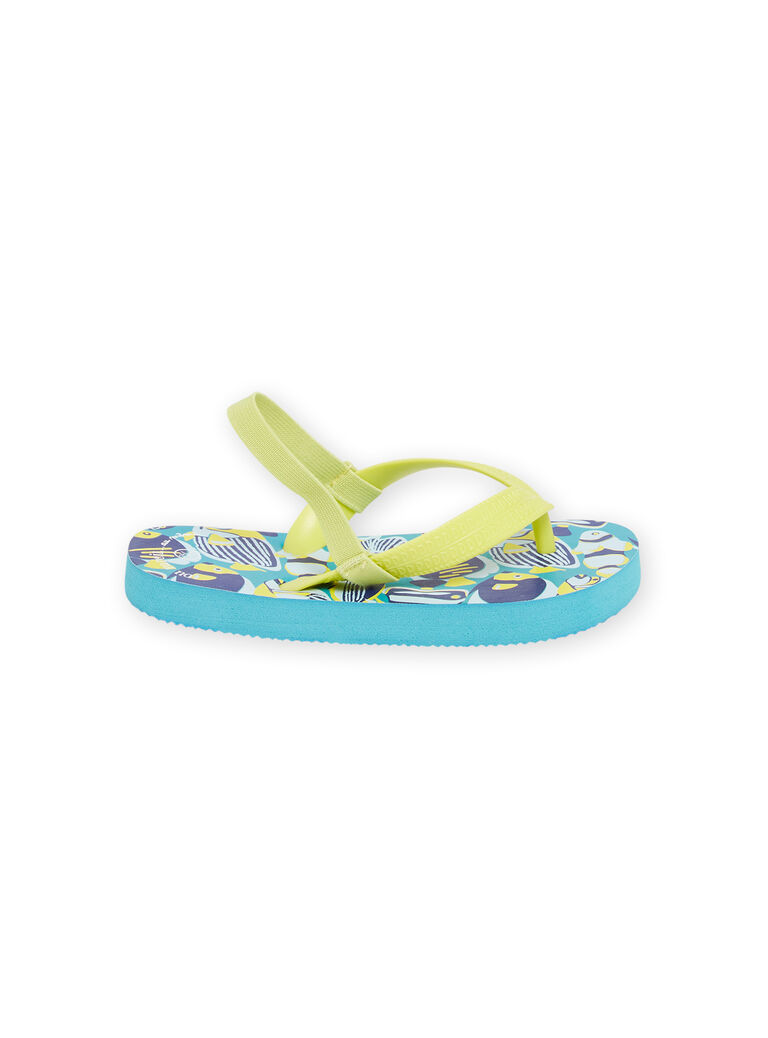 Tongs bleues à imprimé poisson enfant garçon