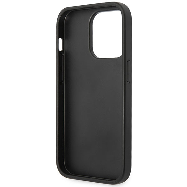 iPhone 15 Pro Max Leder Hardcase Hülle Metall Logo (GUHCP15X4GMGGR) - Grau / Gold