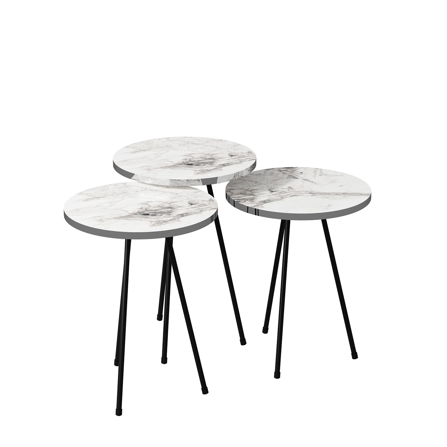 Beistelltisch 3er Set Marmoroptik Weiß 21826269