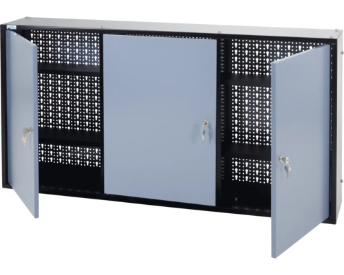 Küpper wandkast, gehamerd zilver, 1200 mm, 4 legplanken, 3 deuren