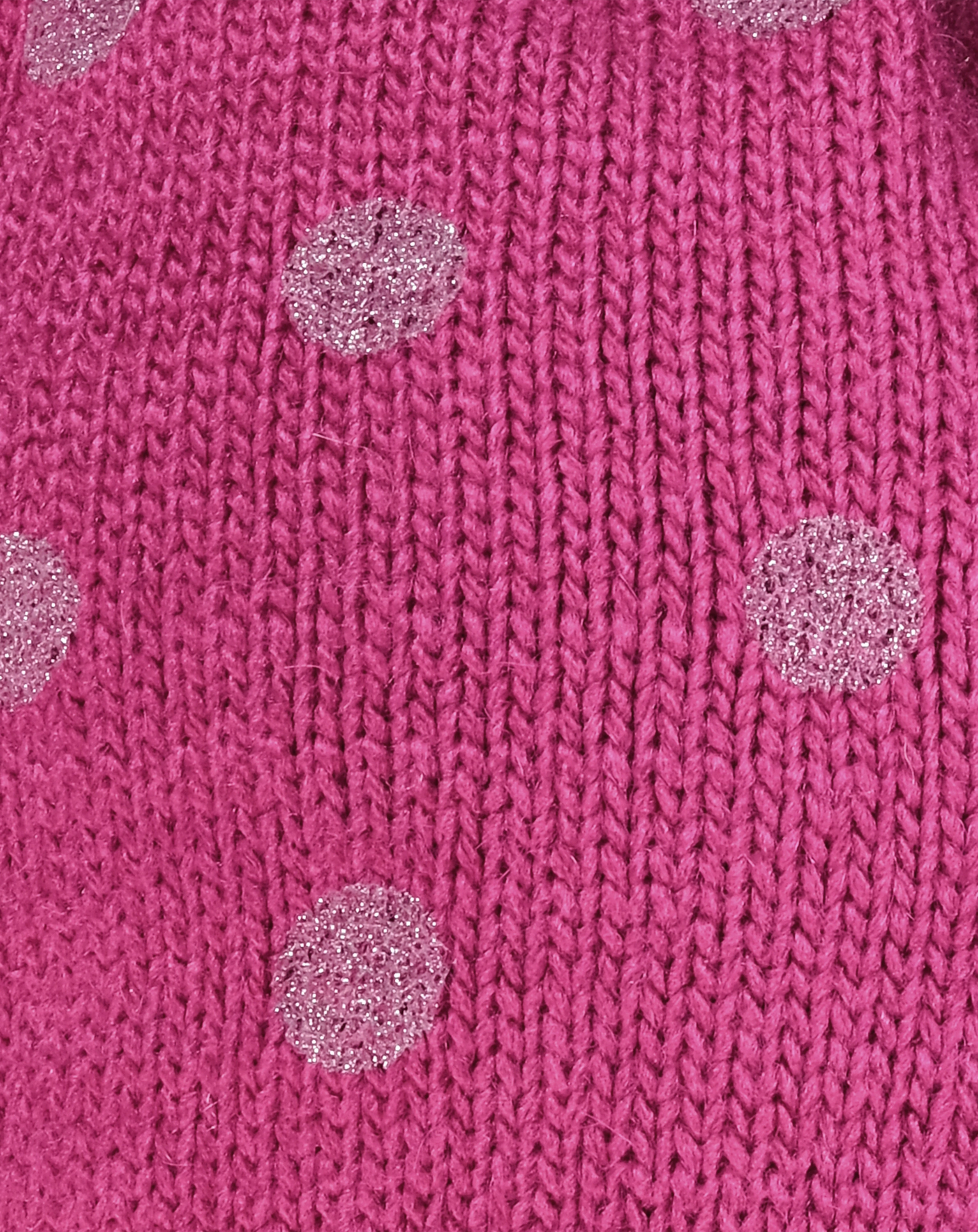 Strick-Mütze GLITZERPUNKTE mit Kunstfellbesatz in sangria