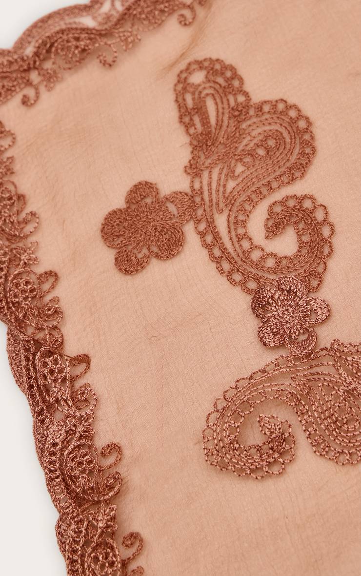 Rouille Foulard De Tête En Organza Brodé
