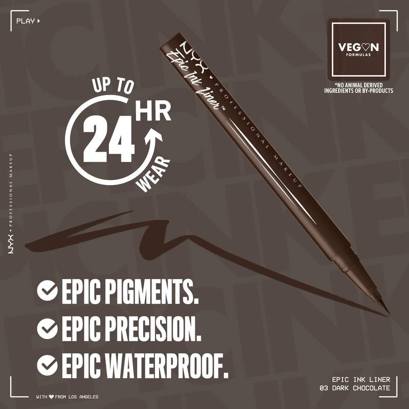 NYX Prof. Makeup Epic Ink Eyeliner Waterproof 1 ml - 03 Dark Chocolate
