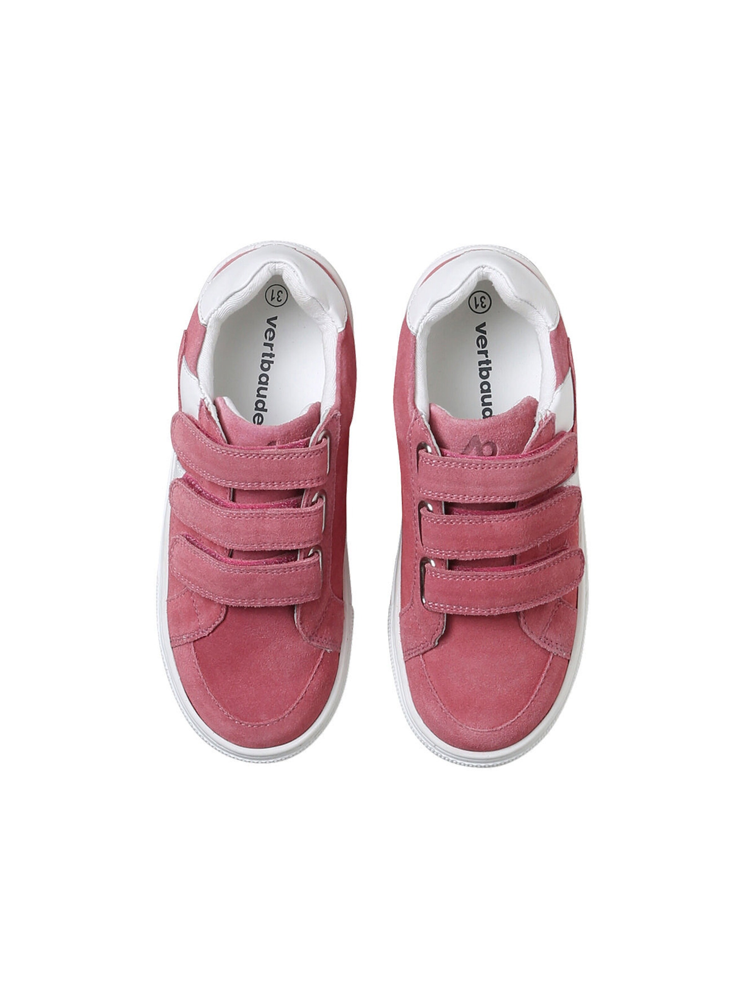 Vertbaudet Kinder Ledersneakers mit Klettverschluss himbeer