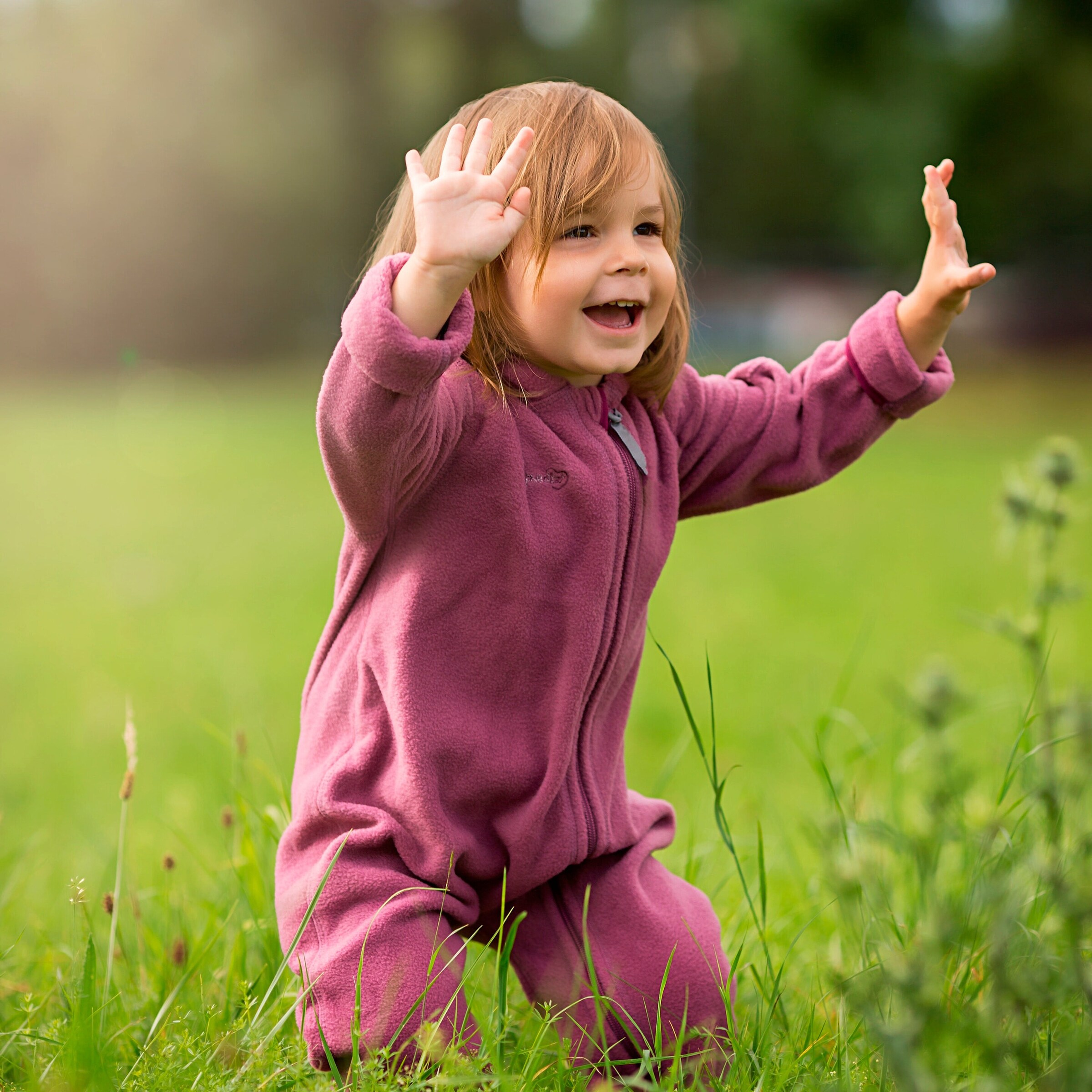 HOPPEDIZ® Overall Fleece-Overall mit Umschlagbündchen beere