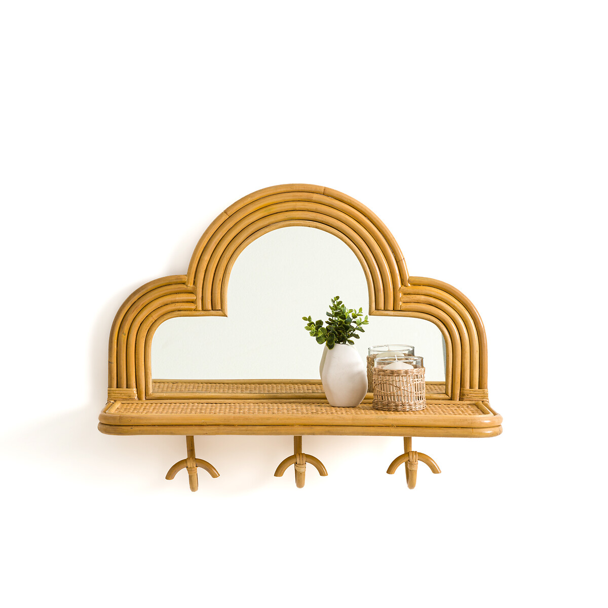 LA REDOUTE INTERIEURS<br>Espelho de rattan com ganchos, Rivia