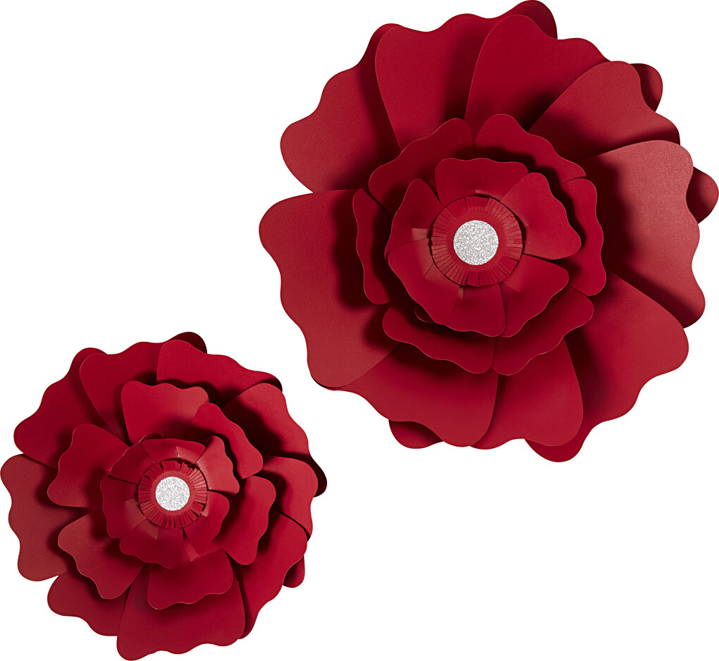 Papirblomster - Ø 15+25 CM - 230 G - Rød - 2 Stk