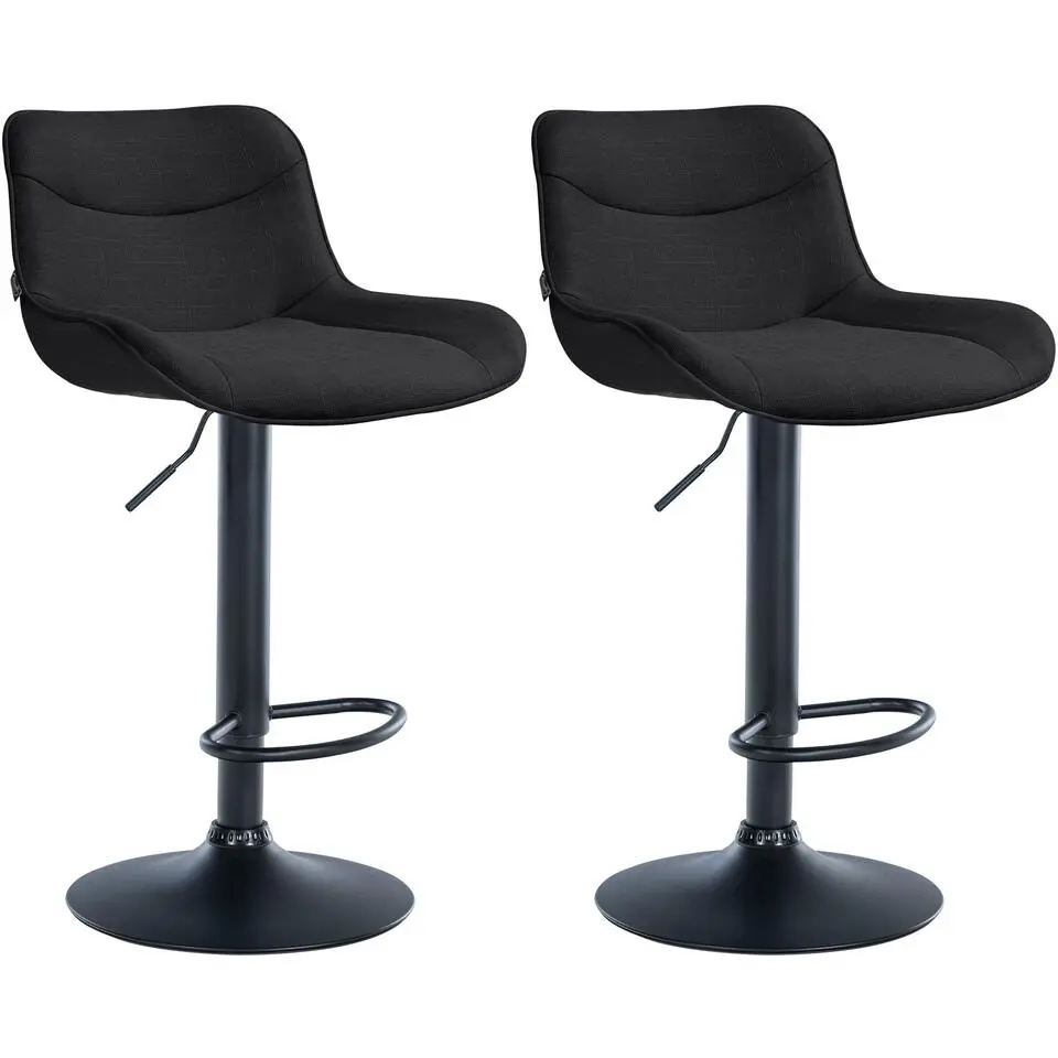 CLP Set van 2 Barkruk Vonore zwart Frame - Stof - zwart