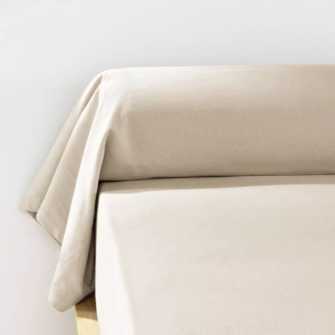 Taie de traversin flanelle de coton (L185 cm) Théa Beige