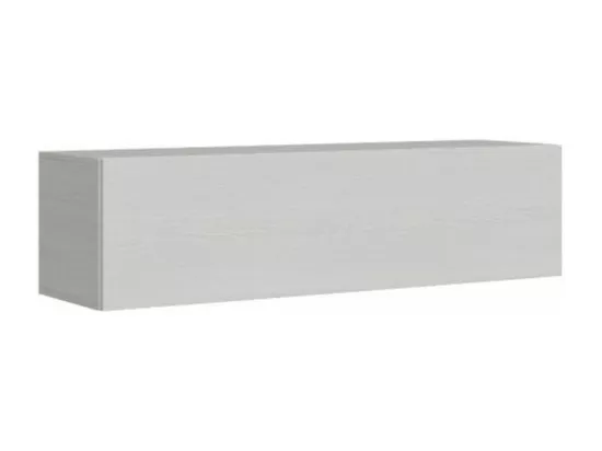 Armoire lit 120x190 escamotable avec colonne de rangement et éléments hauts avec mobilier bois frêne blanc Kanto