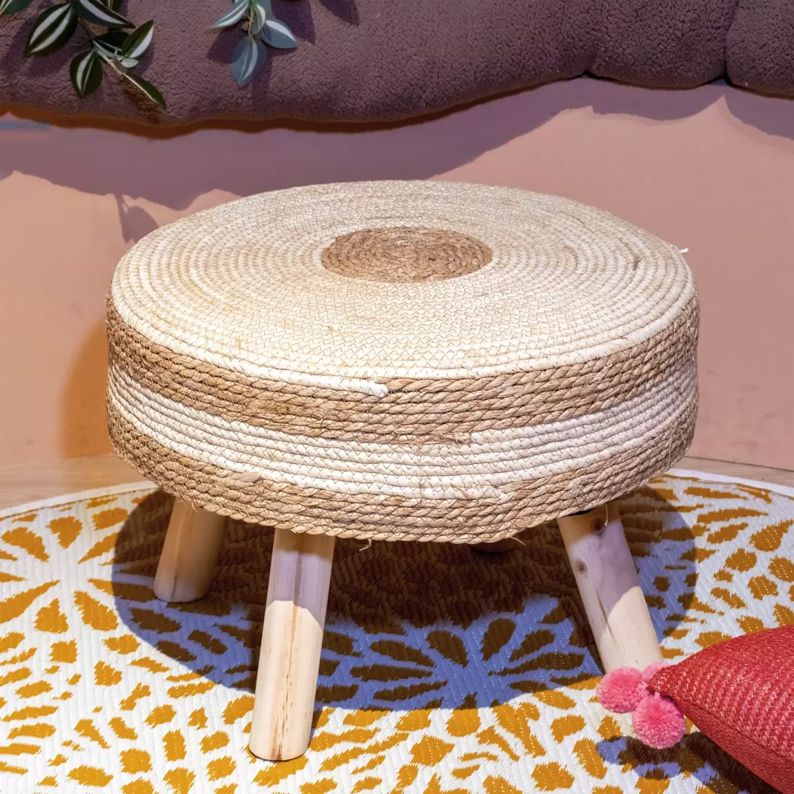 Tabouret déco (D50 x H35 cm) Algue Naturel