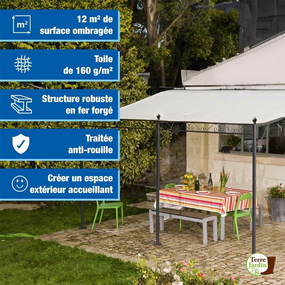 Terre Jardin Pavillon Pergola Terrassenüberdachung 4 x 3 m