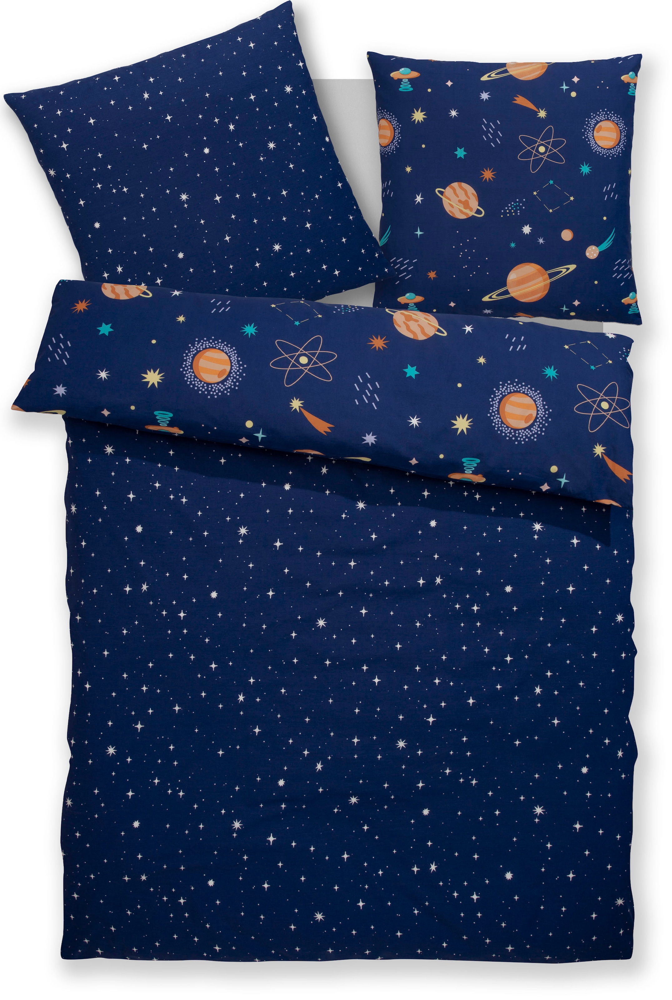 Lüttenhütt Kinderbettwäsche »CUDDLEE« 2 Stk. tlg. in vielen Designs: Dino,Einhorn,Weltraum,Baustelle,Herz,Trecker,Safari