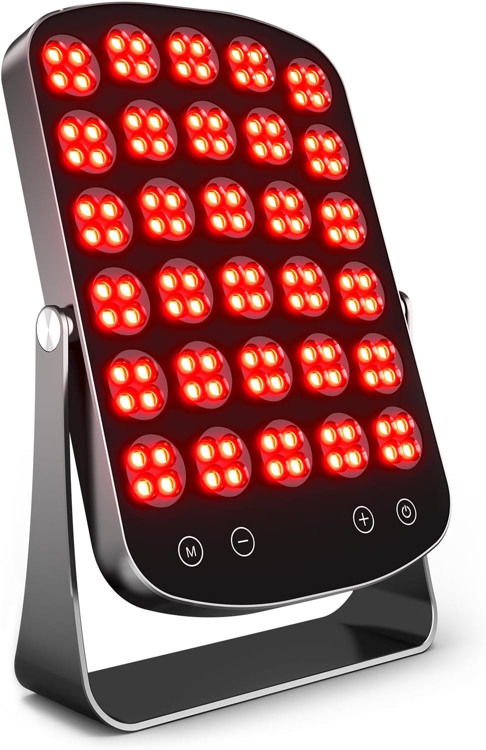 Morfone 2-IN-1 Rotlichtlampe & Schminkspiegel, (460/590 / 660 / 850nm) 4 Wellenlänge Infrarotlampe, 120 LED & 4 Modi & 3 Helligkeitsstufen Tragbare Rotlicht Panel mit Schutzbrille (Schwarz)